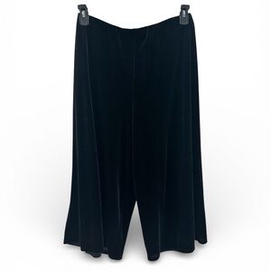 Pantology vintage Black Velour Wide Stretch Waistband Wide Leg Cropped Pants L